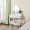 Wooden Dressing Table w/4 Mirror Stool Vanity Makeup Desk Stool Set White/Black