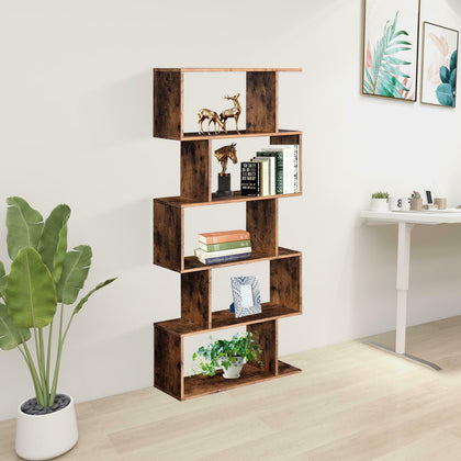 5 Tier Storage Shelf S-Shape Bookcase Display Shelving Unit Room Divider Rack UK