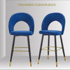 Velvet Bar Stool Modern Breakfast Bar Chair Kitchen Barstool Backrest Metal Legs