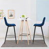 2 Pcs Blue Velvet Bar Stools Breakfast Stool CLIPOP Kitchen Pub Chairs 65cm Seat
