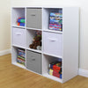 9 Cube Kids Grey & White Toy/Games Storage Unit Girls/Boys Bedroom Shelves/Boxes