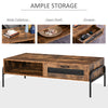 Industrial Coffee Table with Drawer and Open Storage Compartment Living Room