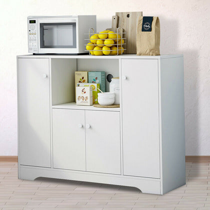 White Sideboard Storage Cupboard Display Cabinet Matt Sides With Drawers & Doors