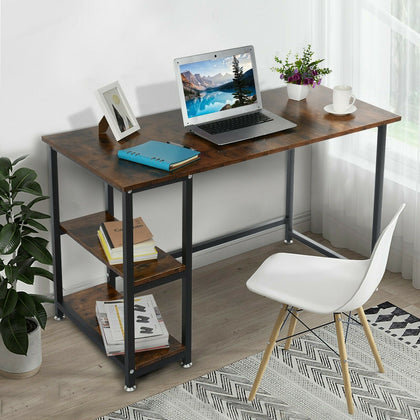120CM Computer Desk PC Table Laptop Corner Bookshelf Writing Office Unit Brown