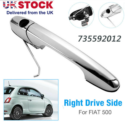 For Fiat 500 Offside Right Driver Side Chrome Outer Door Handle 735592012 NEW