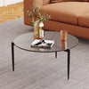 Shatterproof Round Coffee Table Tempered Glass End Table Living Room Furniture