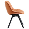 2× brown Faux Leather Dining Chairs Padded Seat & Metal Legs Corner Chairs Room