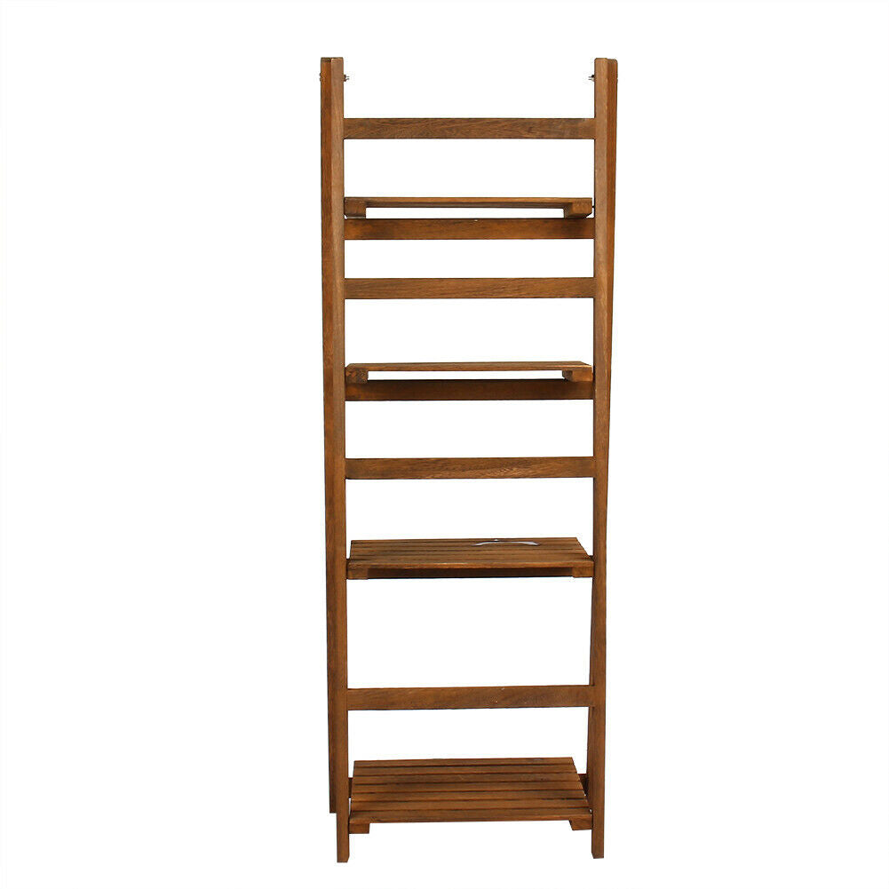 4 Tier Folding Wooden Ladder Book Shelf Stand Plant Flower Display Shelving Rack