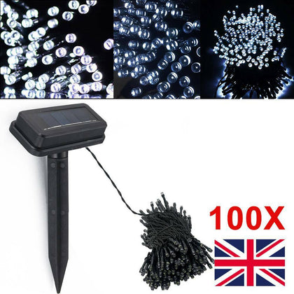 100 LED Solar Power Fairy Garden Lights String Outdoor Party Wedding Xmas