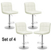 4 x Breakfast Bar Stools Faux Leather Gas Lift Home Kitchen Swivel Chairs White