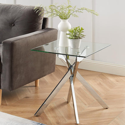 Contemporary Small Tempered Glass Side Table Office Bedroom Coffee End Table