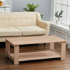 Two-Tier Contemporary Coffee Table w/ Open Shelf 4 Legs Home Furniture Vintage