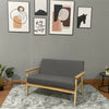 Modern 2 Seater Sofa Bed Armchair Upholstered Fabric Linen Seat Wooden Frame