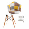 Set of 2 Dining Chairs Patchwork Fabric Tub Lounge Armchair Padded Wooden Legs