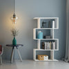 Wood Modern Book Shelves 4 /6 Tier S Shape Bookshelf Case Storage Unit Bookcase
