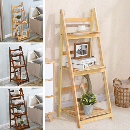 Wooden Folding Plant Stand Display Shelves Bookcase Garden Bathroom Storage Rack