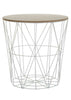 COFFEE SIDE TABLE METAL WIRE REMOVABLE WOOD TOP FOLDABLE ROUND STORAGE BASKET