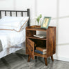 HOOBRO Bedside Tables Nightstand with Door Side Table End Table Pine Legs