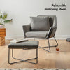Grey Armchair Accent Chair, Black Faux Leather Exterior & Metal Frame