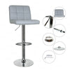 2 × Faux PU Leather Breakfast Bar Stools Home Kitchen Swivel Gas Lift Chair Grey