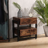 Retro 2 Drawer Bedside Cabinet Nightstand Rustic Wood Lamp Table Bedroom Storage