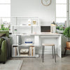 Mondeer L Shaped Computer Desk Corner Desk 360 Degree Rotatable Shelve White