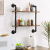 2 Tiers Industrial Floating Iron Pipe Shelf Retro DIY Wall Mounted Bracket