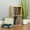 Oak Vinyl Lp Music Record Storage Box Cube 12" Case Dj Studio Cabinet