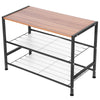 3 Tier Wood Shoe Bench Rack Storage Shelf Shoes Display Cabinet Seat Metal