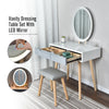 White Dressing Makeup Table Vanity Desk Set LED Touch Screen Mirror W/ Drawers