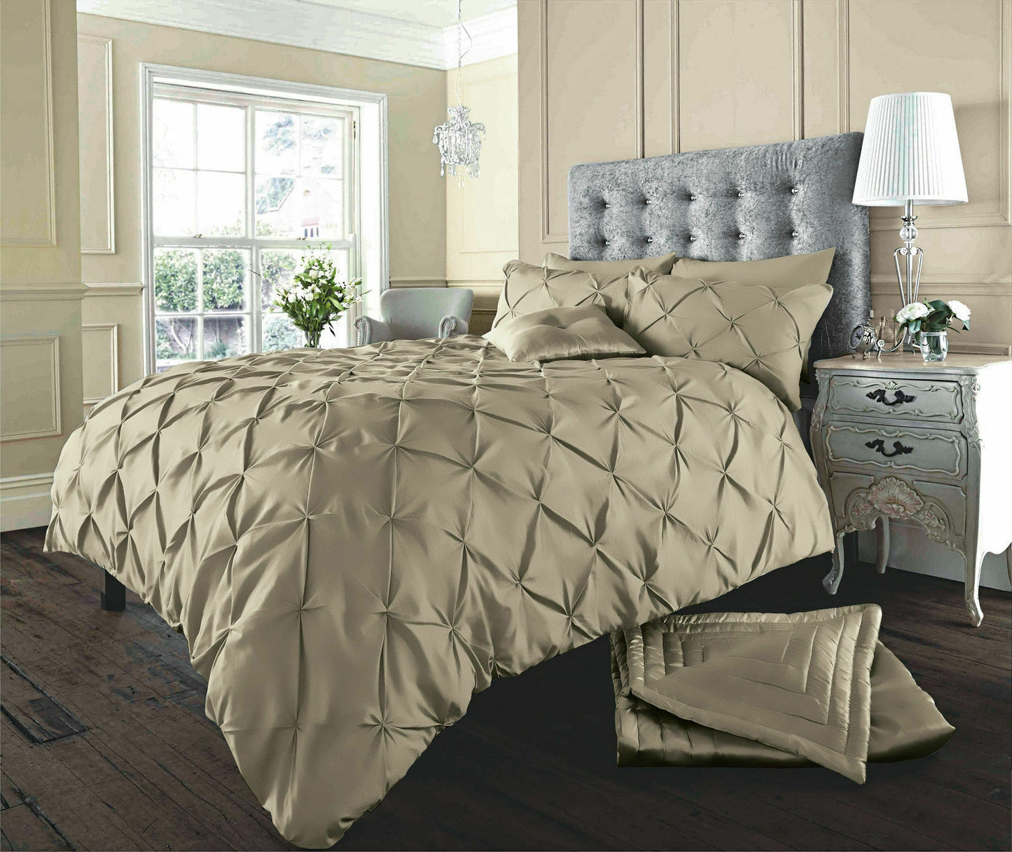 Pintuck Pleated Alford Duvet Cover Set Bedding With Pillowcase All Sizes Colours