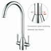 Kitchen Tap Sink Mixer Twin Lever Tap Swivel Modern Chrome Basin Waterfall Taps