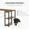 Home Office L-Shaped Corner Computer Desk w/ 2 Shelves Steel Frame Rustic Brown