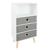 Modern Bookshelf Shelving Display Storage Cabinet Bookcase with 3 Fabric Drawers