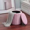 Velvet Ottoman Storage Stool Round Pouffe Bedroom Blanket Box Footstool Footrest