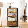 3 Tier Wooden Industrial Style Book Shelf Cabinet Case Display Rack Unit 2 Door