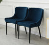 2X Blue Velvet Dining Chairs Office Chairs Dining Room Kitchen Restaurant Retro