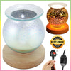 Desire Aroma 3D Glass Electric Lamp Firework Wax Melt Oil Burner w/ Wood Base UK