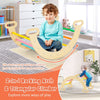 3-in-1 Triangle Climbing Set Wooden Toddler Climber with Reversible Ramp Arch