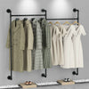 Industrial Pipe Clothes Rail Wall Mounted Garment Coat Rack Heavy Duty Long Pole