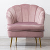 Lotus Seat Velvet Fabric Tub Chair Winged Scallop Shell Back Armchair Metal Legs