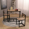 Retro Wooden Dining Table Chairs Set 3pcs Compact Kitchen Furniture Metal Legs