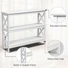 3-Tier Console Table X-design Wooden Hall Desk Side End Table W/ Shelf White