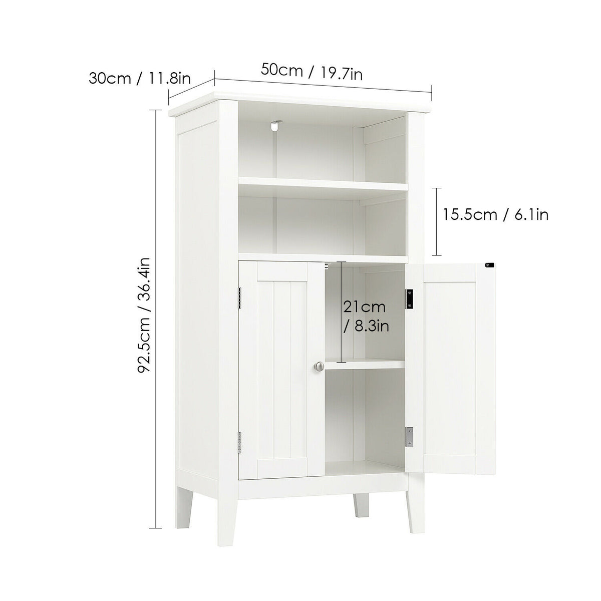 Bathroom Cabinet Floor Stand Storage Cupboard with 2 Doors Organiser U ...