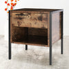 Rustic Bedside Table With Drawer Metal Black Legs Side Table Bedroom Furniture