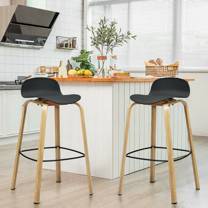 2 Pcs Counter Breakfast Dining Bar Chairs Kitchen Island High Stools W/ Footrest