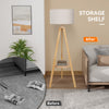 Modern Floor Lamp Tripod Freestanding Wooden Light w/Storage Shelf Reading Light