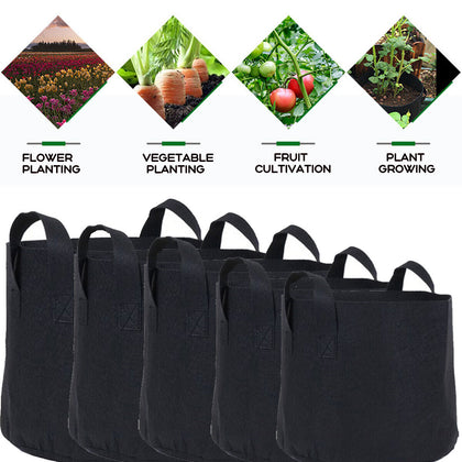 5PCS/SET 1 3 5 7 10 Gallon Fabric Root Pots Garden Vegetable Plant Grow Pot Bags