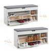 Mondeer Shoe Bench with Seat Storage and Flip-up Drawer Wooden Industrial White