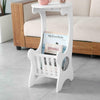 White Side Lamp Small Round Coffee Table Magzine Rack Storage Holder Bedroom